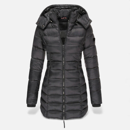 Chaqueta acolchada tipo puffer para mujer de corte entallado y longitud media - Chaqueta elegante para otoño, invierno, el día a día y el tiempo libre