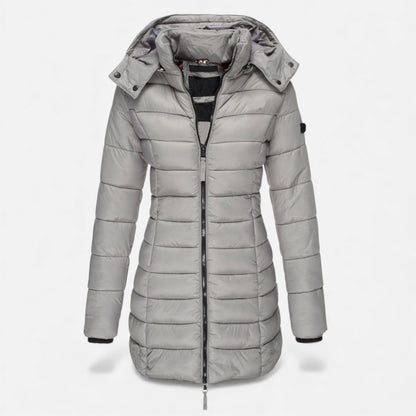 Chaqueta acolchada tipo puffer para mujer de corte entallado y longitud media - Chaqueta elegante para otoño, invierno, el día a día y el tiempo libre