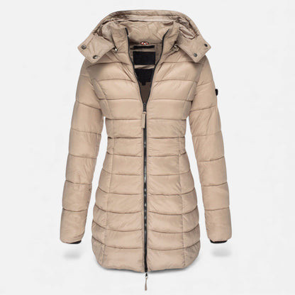 Chaqueta acolchada tipo puffer para mujer de corte entallado y longitud media - Chaqueta elegante para otoño, invierno, el día a día y el tiempo libre