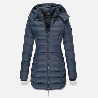 Chaqueta acolchada tipo puffer para mujer de corte entallado y longitud media - Chaqueta elegante para otoño, invierno, el día a día y el tiempo libre