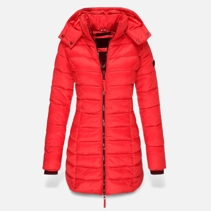 Chaqueta acolchada tipo puffer para mujer de corte entallado y longitud media - Chaqueta elegante para otoño, invierno, el día a día y el tiempo libre