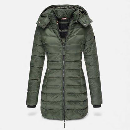 Chaqueta acolchada tipo puffer para mujer de corte entallado y longitud media - Chaqueta elegante para otoño, invierno, el día a día y el tiempo libre