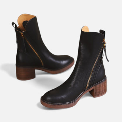 Damskie klasyczne skórzane botki w brytyjskim stylu – eleganckie obuwie na jesień, zimę, co dzień i w stylu smart casual