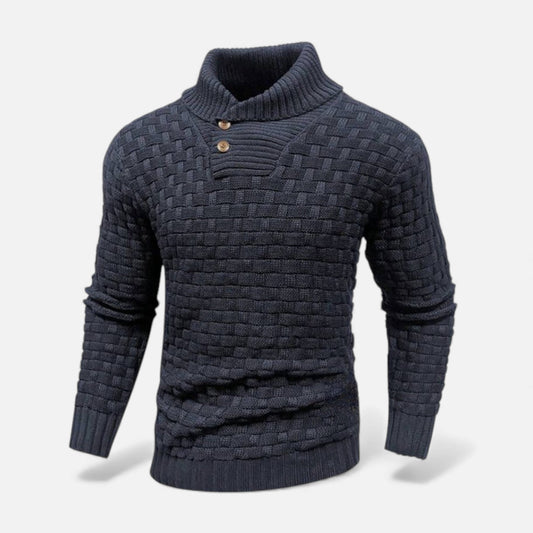 Men's Slim-fit Turtleneck Sweater with Button Details – Elegant Knitwear for Autumn, Winter, Everyday Wear, and Smart Casual Style