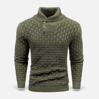 Pánský přiléhavý rolák s knoflíkovými detaily – elegantní úplet na podzim, zimu, každodenní nošení a ve stylu smart casual