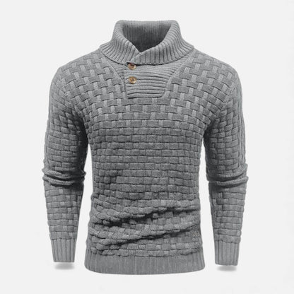 Pánský přiléhavý rolák s knoflíkovými detaily – elegantní úplet na podzim, zimu, každodenní nošení a ve stylu smart casual