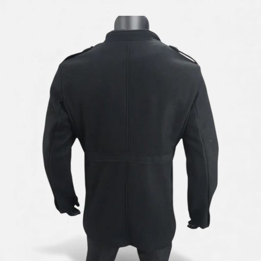 Herre Mellemlang Uldjakke Med Lynlås – Klassisk Frakke Til Efterår, Vinter, Hverdagsbrug Og Smart Casual Stil