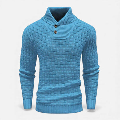 Pánský přiléhavý rolák s knoflíkovými detaily – elegantní úplet na podzim, zimu, každodenní nošení a ve stylu smart casual