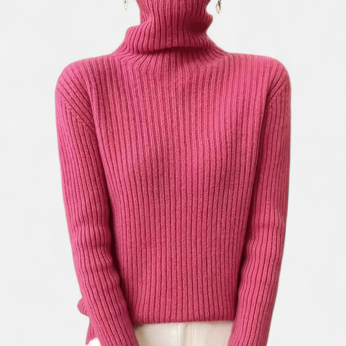 Suéter de cuello alto para mujer, de punto grueso acanalado - Prenda de punto cálida y cómoda para otoño, invierno, el día a día y un estilo smart casual