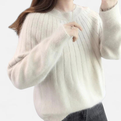 Dámský pletený svetr - měkký a nadčasový svetr na podzim, zimu, každodenní nošení a smart casual styl