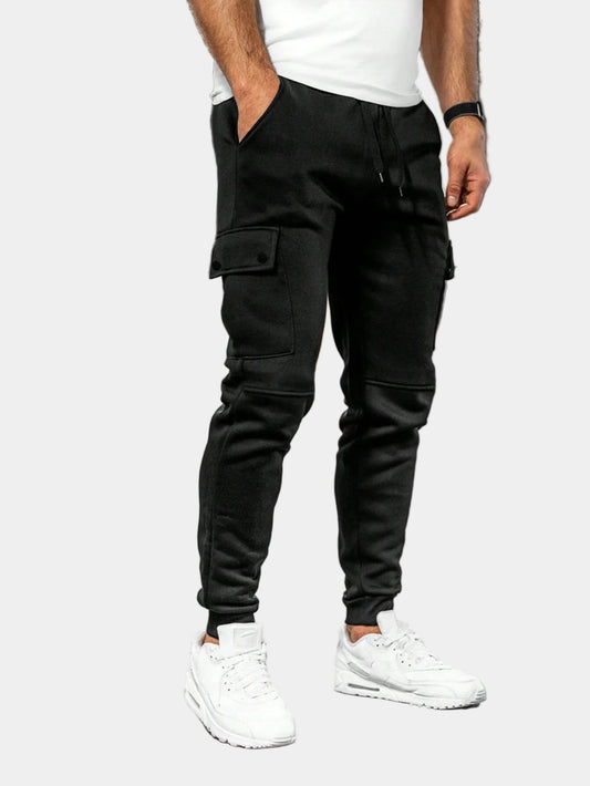Men's cargo joggers with a drawstring waist, tapered legs, and flap pockets - comfortable jogger pants for everyday wear, leisure, and relaxed casual style