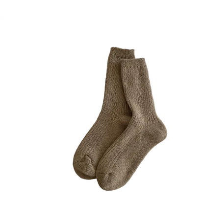 Women's warm knitted socks with a soft texture - comfortable everyday socks for fall, winter, relaxing, and cold days