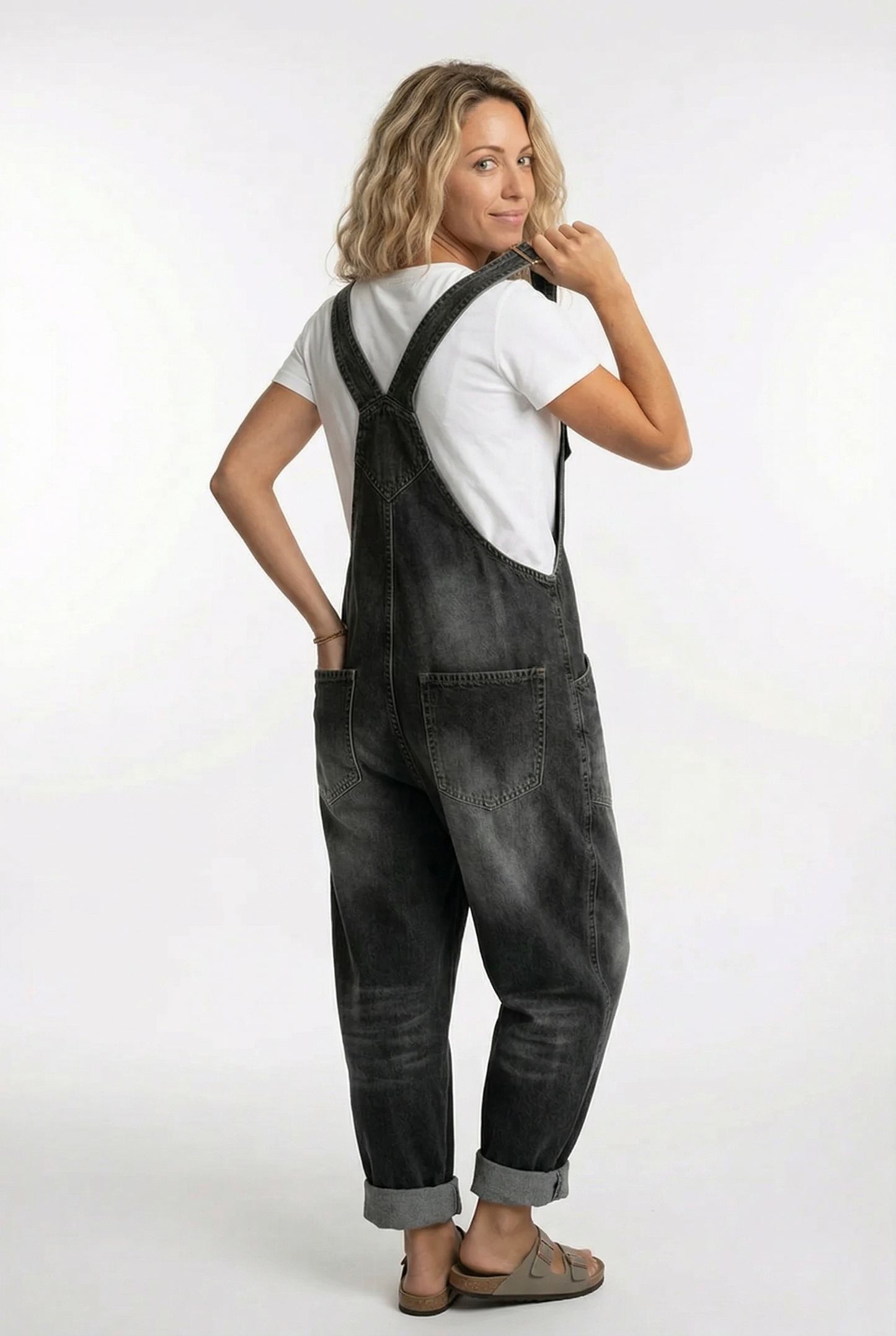 Dame Afslappet Denim Overalls Jumpsuit Med Justerbare Stropper