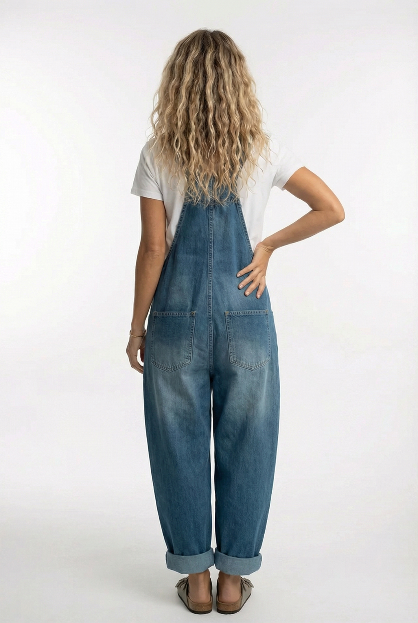 Dame Afslappet Denim Overalls Jumpsuit Med Justerbare Stropper