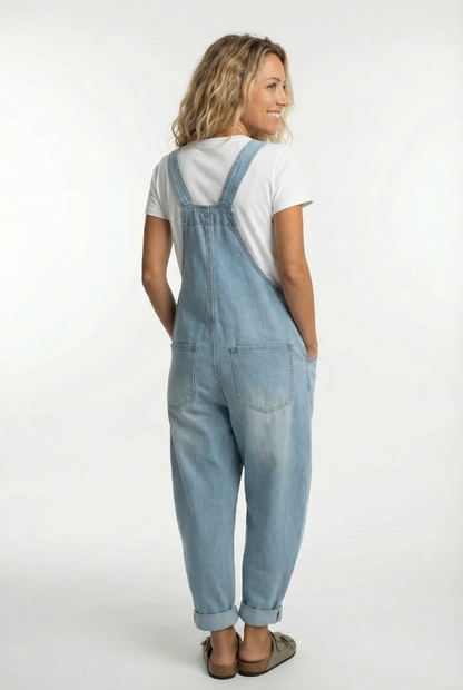 Dame Afslappet Denim Overalls Jumpsuit Med Justerbare Stropper