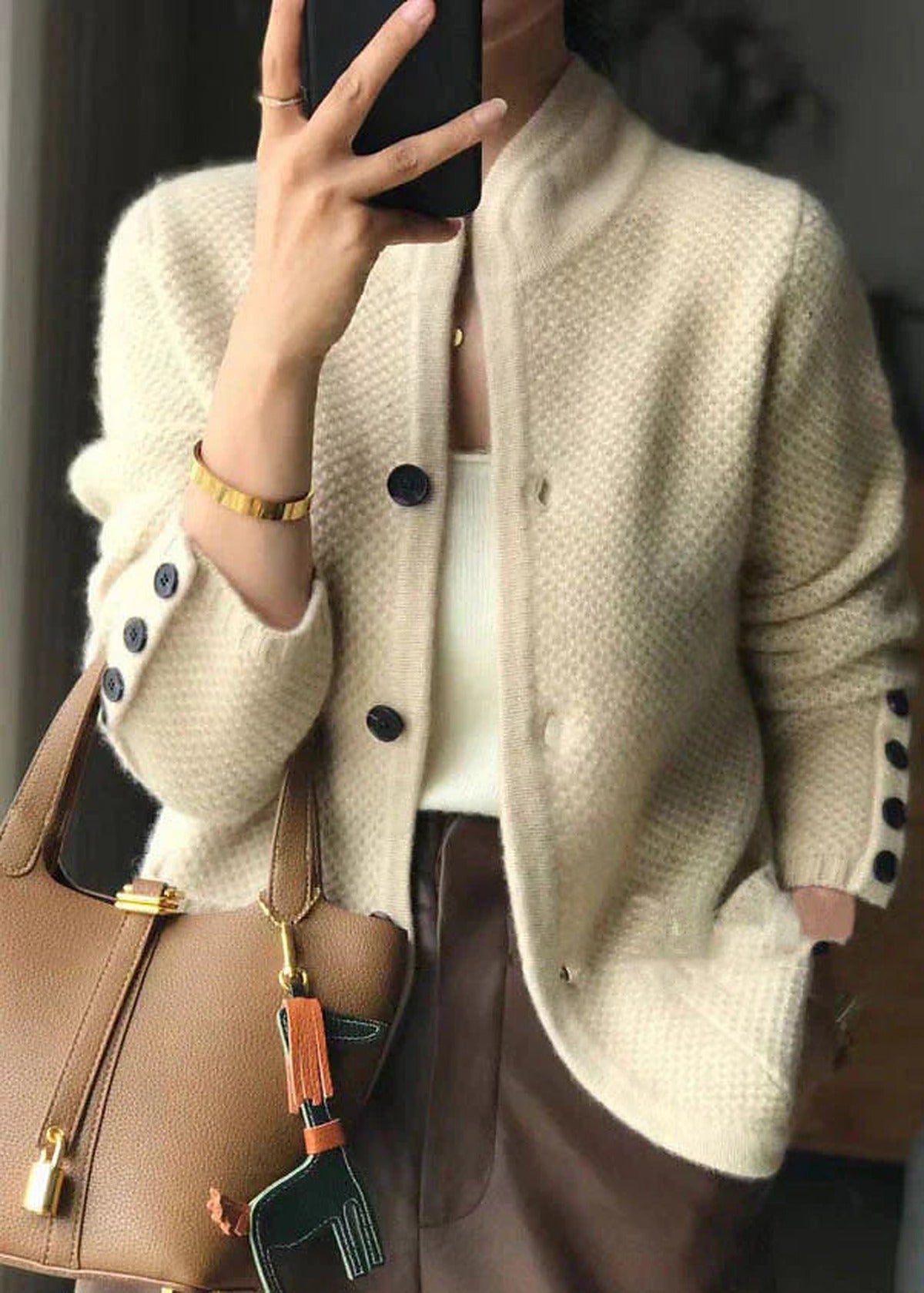 Women's Soft Knit Cardigan with Button Closure and Textured Surface – Versatile Top for Work, Smart Casual Style, Fall, Winter and Everyday Wear
