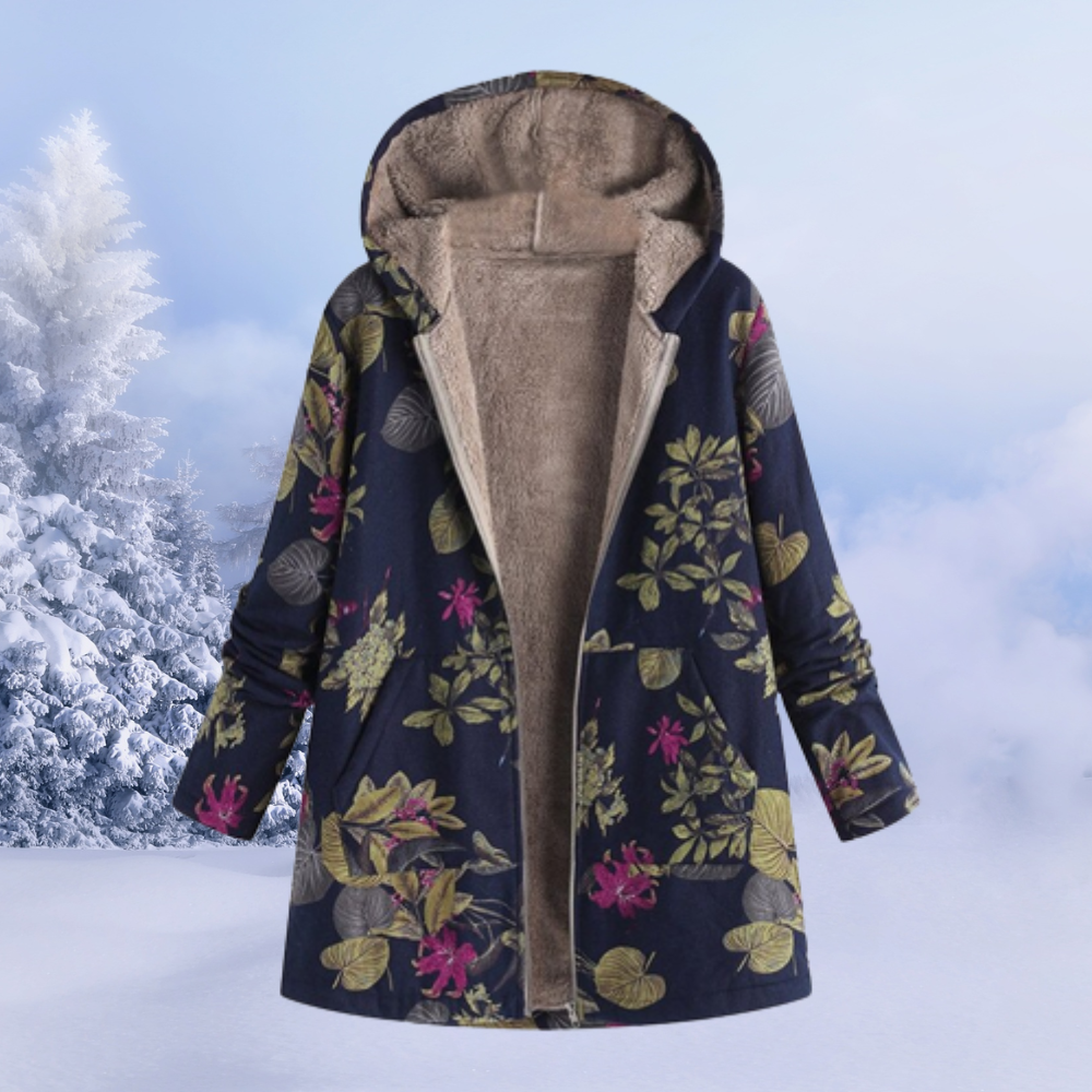Women's Reversible Jacket with Hood, Print and Fleece Lining – Versatile and Warm Jacket for Fall, Winter and Casual Everyday Wear