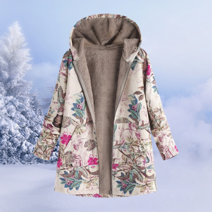 Women's Reversible Jacket with Hood, Print and Fleece Lining – Versatile and Warm Jacket for Fall, Winter and Casual Everyday Wear