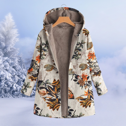Women's Reversible Jacket with Hood, Print and Fleece Lining – Versatile and Warm Jacket for Fall, Winter and Casual Everyday Wear