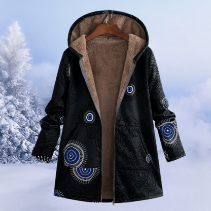 Women's Reversible Jacket with Hood, Print and Fleece Lining – Versatile and Warm Jacket for Fall, Winter and Casual Everyday Wear