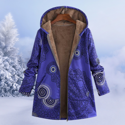 Women's Reversible Jacket with Hood, Print and Fleece Lining – Versatile and Warm Jacket for Fall, Winter and Casual Everyday Wear