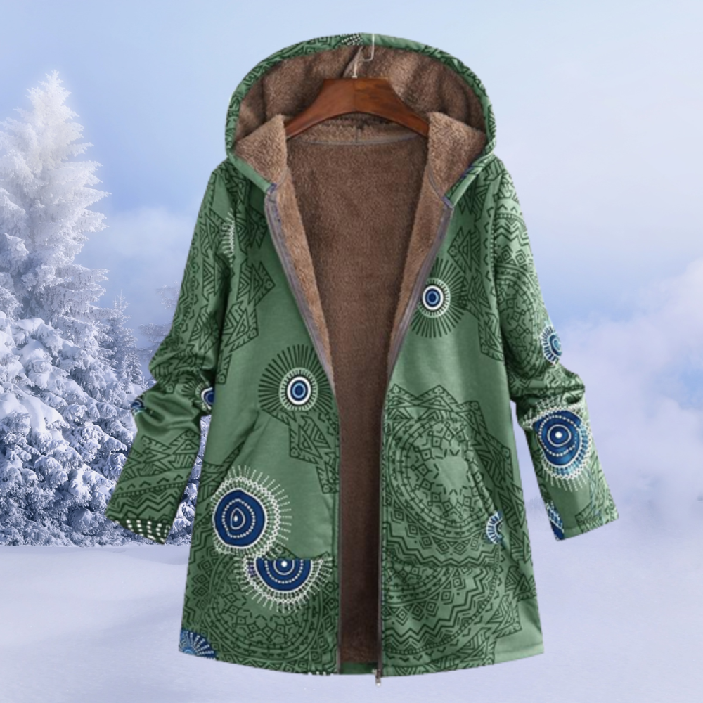 Women's Reversible Jacket with Hood, Print and Fleece Lining – Versatile and Warm Jacket for Fall, Winter and Casual Everyday Wear