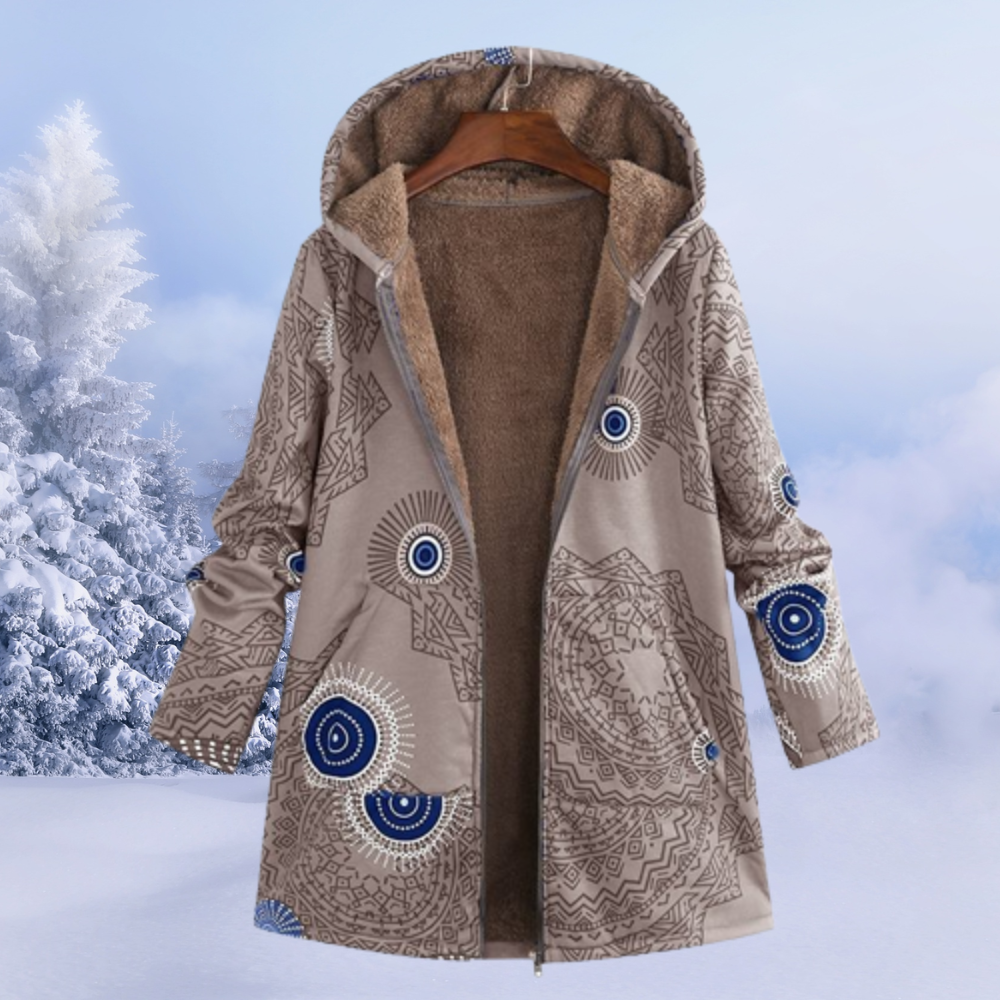 Women's Reversible Jacket with Hood, Print and Fleece Lining – Versatile and Warm Jacket for Fall, Winter and Casual Everyday Wear