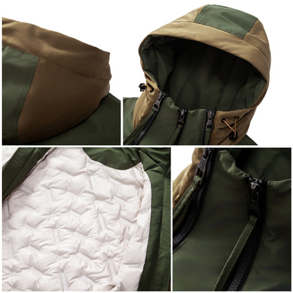 Men's Waterproof Down Jacket with Hood - Windproof Hardshell Jacket for Winter, Outdoor Use and Cold Days