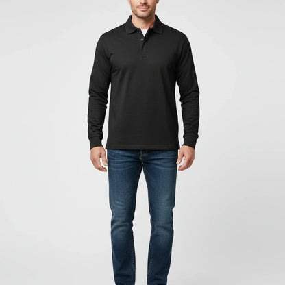 Herre Langærmet Poloshirt – Normal Pasform Til Elegant Hverdagsbrug