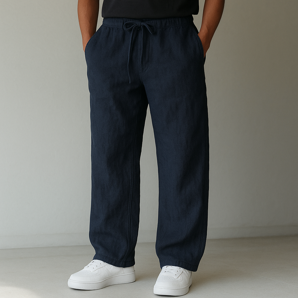 Pantaloni pentru bărbați, cu închidere cu șiret și croială largă – Pantaloni lejeri pentru vară, timp liber, vacanțe și purtare zilnică