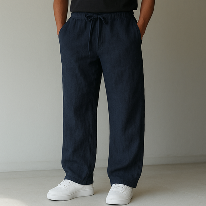 Pantaloni pentru bărbați, cu închidere cu șiret și croială largă – Pantaloni lejeri pentru vară, timp liber, vacanțe și purtare zilnică