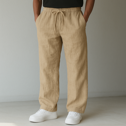 Pantaloni pentru bărbați, cu închidere cu șiret și croială largă – Pantaloni lejeri pentru vară, timp liber, vacanțe și purtare zilnică