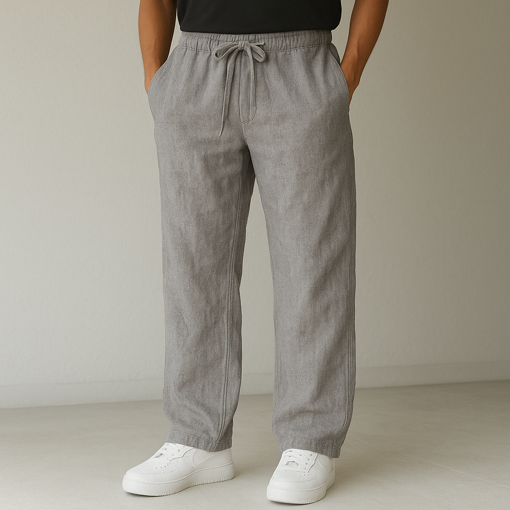 Pantaloni pentru bărbați, cu închidere cu șiret și croială largă – Pantaloni lejeri pentru vară, timp liber, vacanțe și purtare zilnică