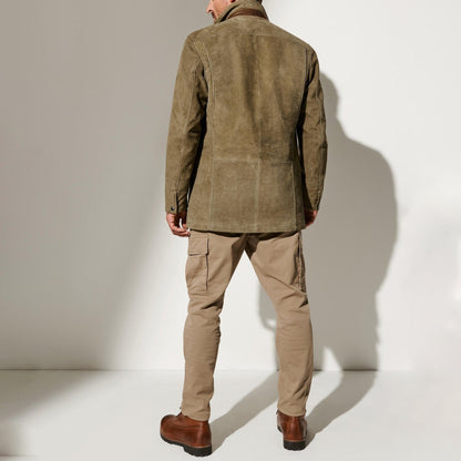 Herre Vintage Ruskindsjakke – Klassisk Efterårsjakke Til Hverdagsbrug, Fritid Og Smart Casual Stil