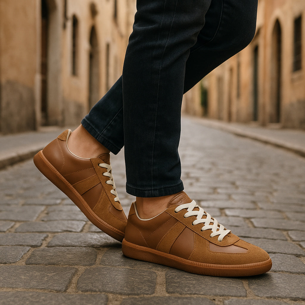 Herre Træningssko med Ruskindspaneler – Retro Low-Top Snøresko til Hverdagsbrug