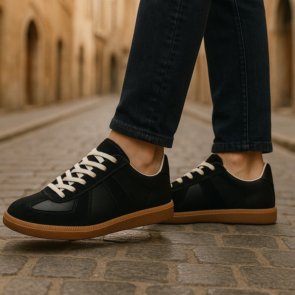 Herre Træningssko med Ruskindspaneler – Retro Low-Top Snøresko til Hverdagsbrug