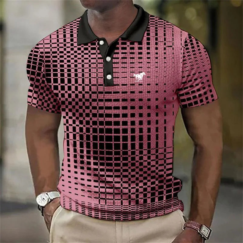 Pánská polokošile se vzorem, kontrastním límcem a střihem slim fit – stylová polokošile na každý den, volný čas a elegantně ležérní styl