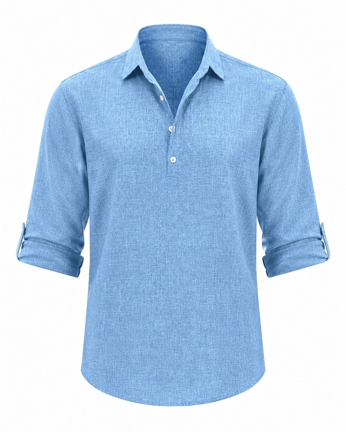 Herre Åndbar Bomulds Popover-skjorte – Smart Casual Sommertop Med Oprullelige Ærmer