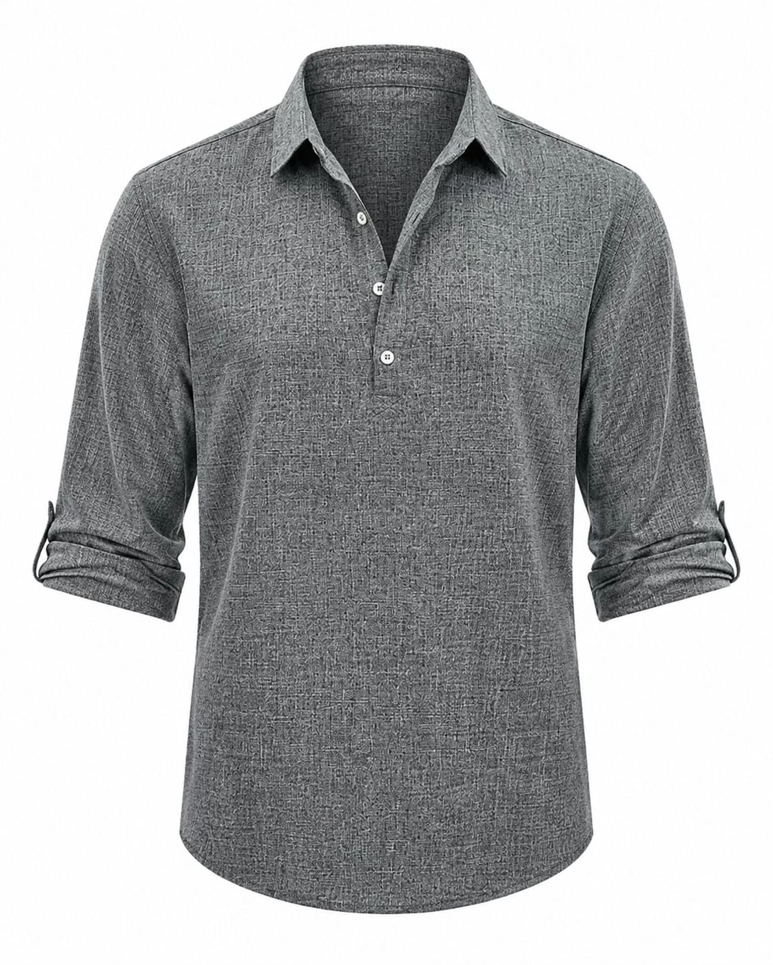Herre Åndbar Bomulds Popover-skjorte – Smart Casual Sommertop Med Oprullelige Ærmer