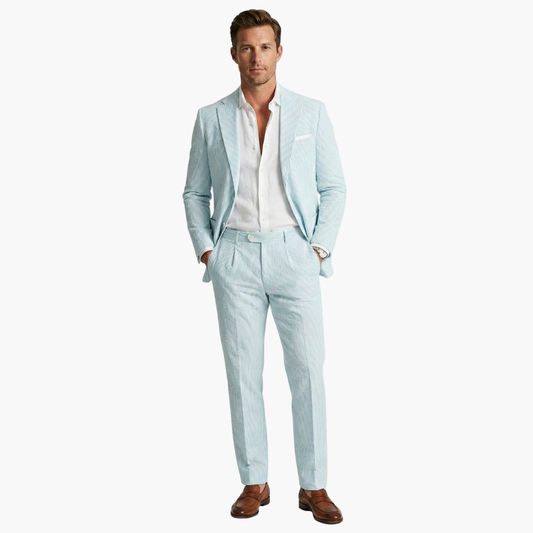Herre Nålestribet Slim Fit 2-delt Jakkesæt – Elegant Jakkesæt Til Kontor, Business, Fest Og Formelle Anledninger