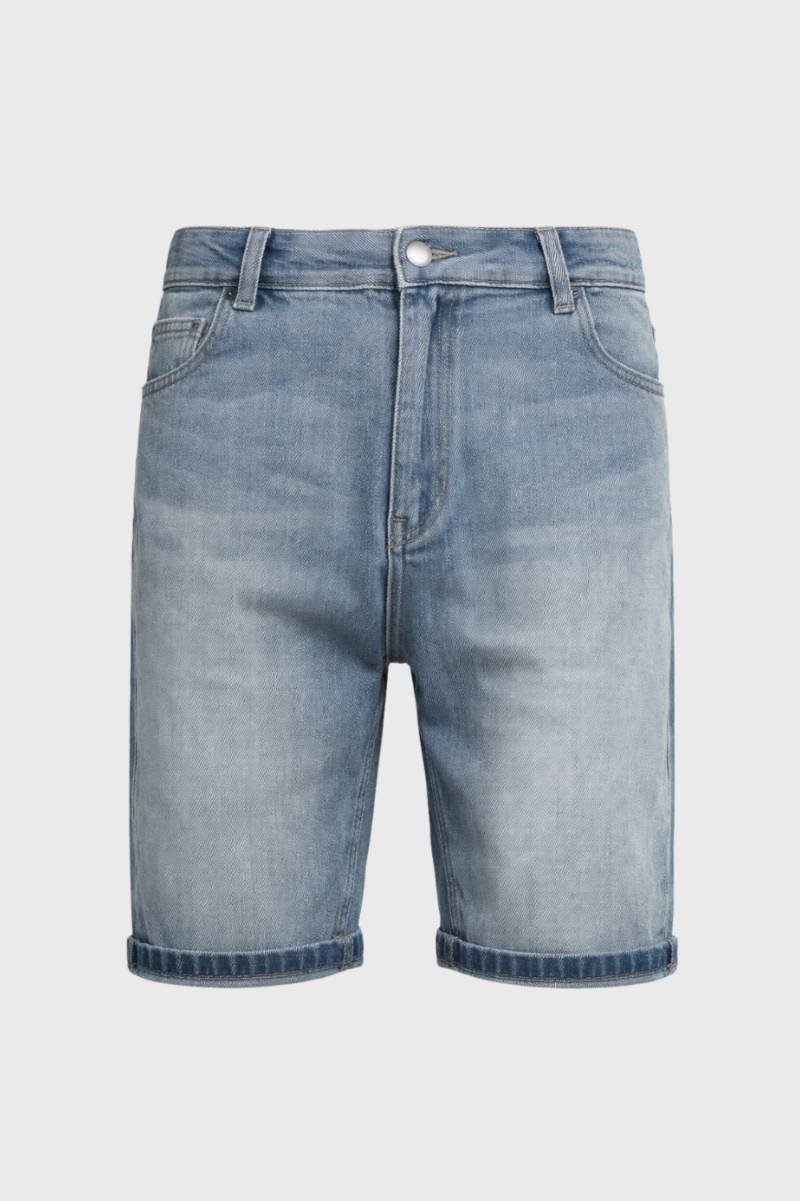 Herre Denimshorts Med Opsmøget Kant Og Knælængde Til Hverdag