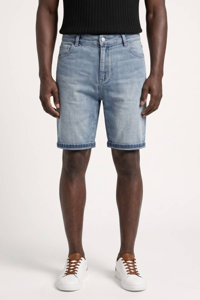 Herre Denimshorts Med Opsmøget Kant Og Knælængde Til Hverdag