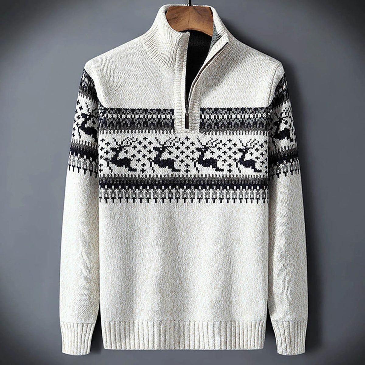 Jersey de punto para hombre con media cremallera y cuello alto – Prenda cálida para el invierno y el día a día informal