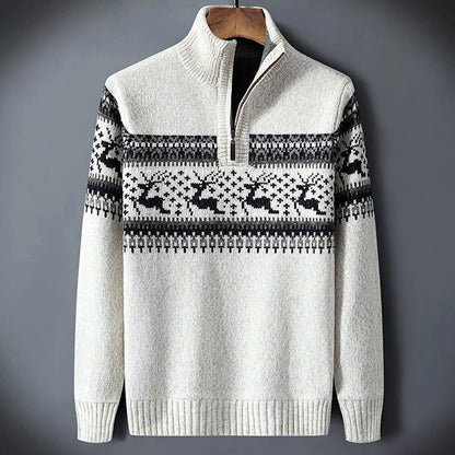 Jersey de punto para hombre con media cremallera y cuello alto – Prenda cálida para el invierno y el día a día informal