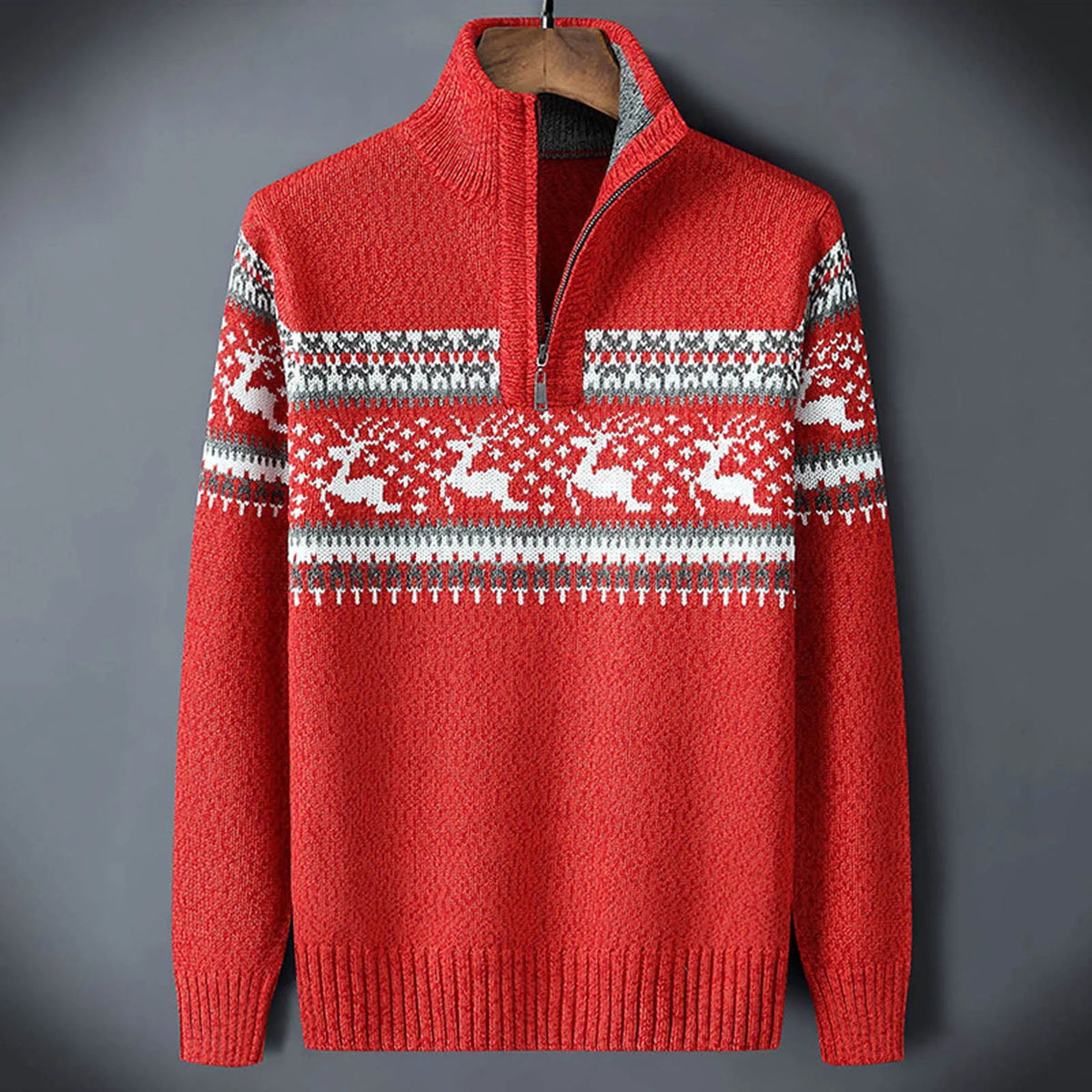 Jersey de punto para hombre con media cremallera y cuello alto – Prenda cálida para el invierno y el día a día informal