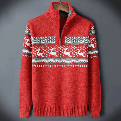Jersey de punto para hombre con media cremallera y cuello alto – Prenda cálida para el invierno y el día a día informal