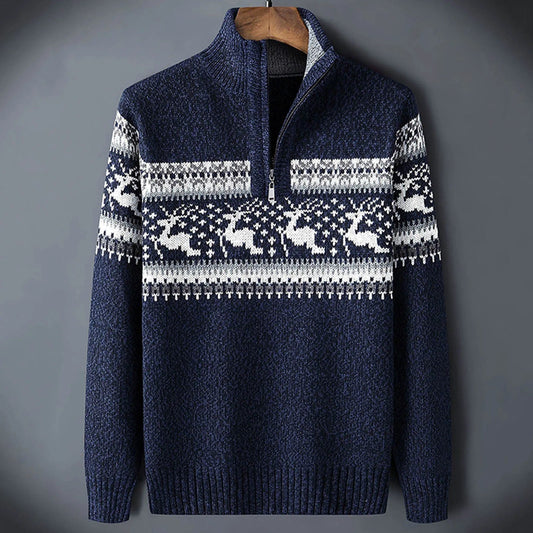 Jersey de punto para hombre con media cremallera y cuello alto – Prenda cálida para el invierno y el día a día informal