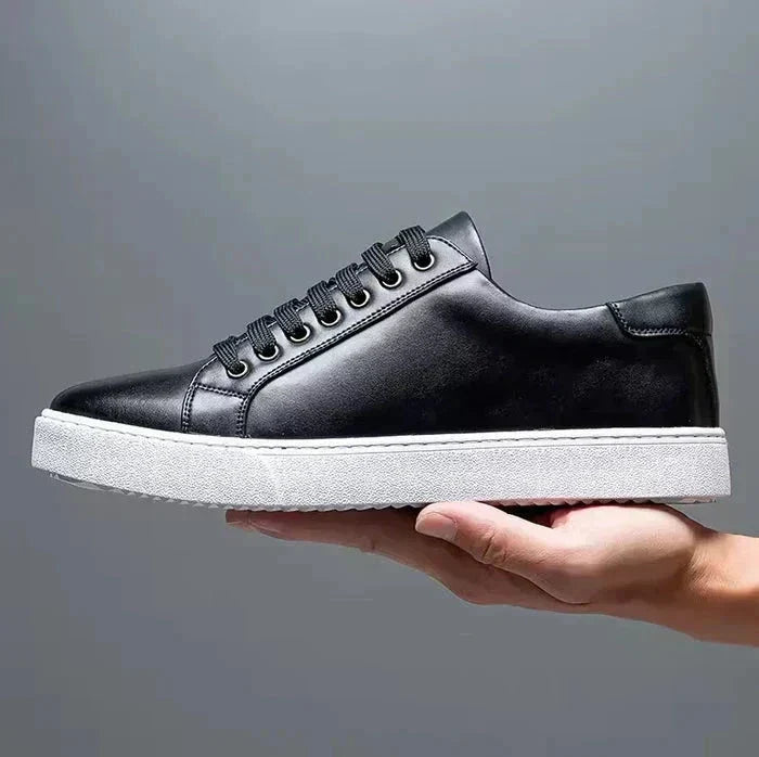 Herre Lædersneakers – Smart Casual Low-Top Sko Til Sommerbrug