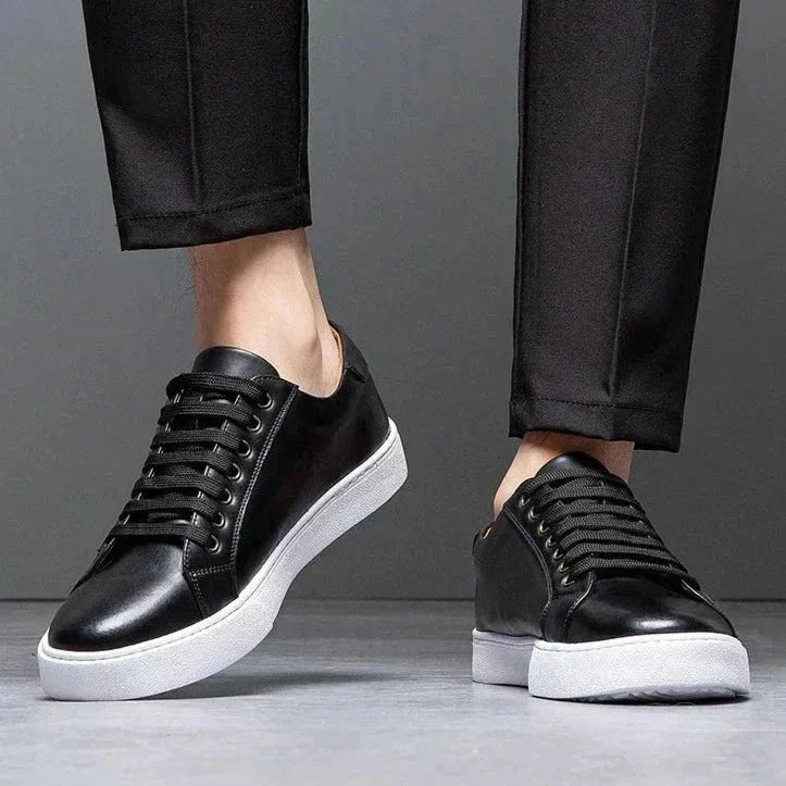 Herre Lædersneakers – Smart Casual Low-Top Sko Til Sommerbrug