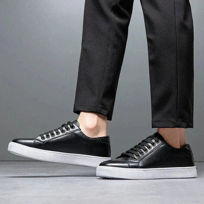 Herre Lædersneakers – Smart Casual Low-Top Sko Til Sommerbrug